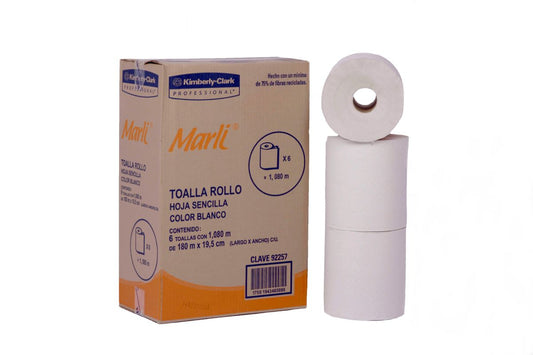 Toalla Rollo / Hoja Sencilla / Color Blanco